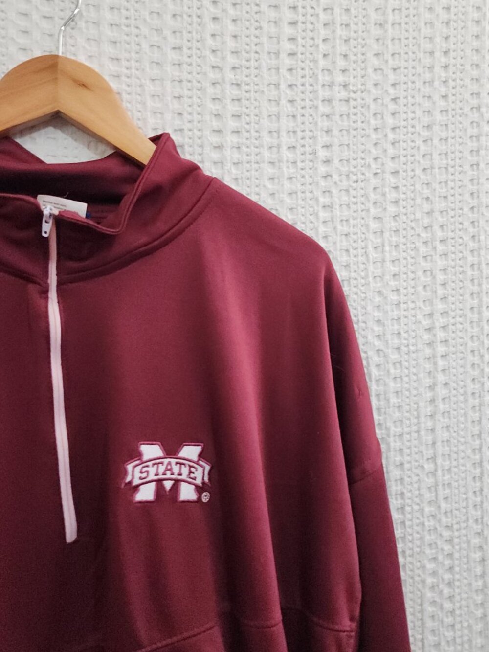 Mississippi State Bulldogs Quarter Zip Pullover 3XL Maroon Athletic Sweater - Picture 5 of 13